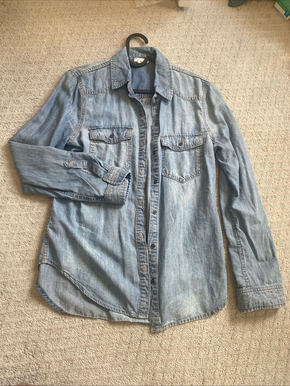 Light Blue Denim Button-Up Shirt - women